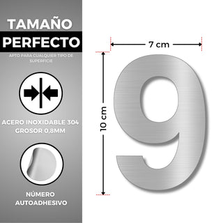 LEIASA | Numéro Adhésif Maison - 100 mm - Acier Inoxydable 304 - Nº 0 