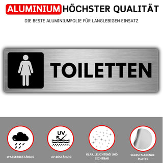 LEIASA | Selbstklebendes Schild Damen-WC - 5x18 cm - Dicke 0,8 mm - Al