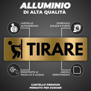 LEIASA | Segnale Tirare Porta - 5x18 cm - Alluminio - Cartello Tirare 