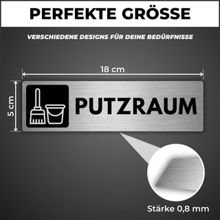 LEIASA | Schild Putzraum - 5 x 18 cm - Stärke 0,8 mm - Aluminium - Sel