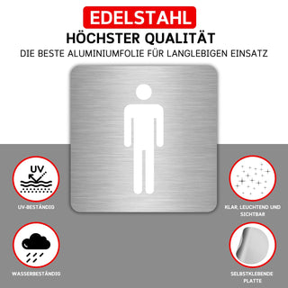 LEIASA | Selbstklebendes WC-Schild für Herren - Dicke 0,8 mm - 10x10 c