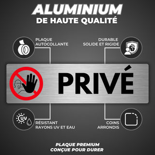 LEIASA | Plaque Privé - 5x18 cm - Épaisseur 0,8 mm - Aluminium - Panne