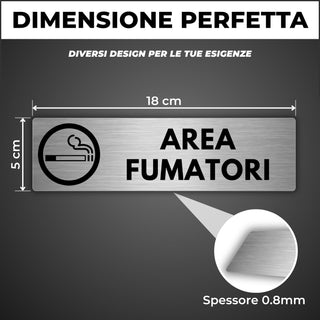 LEIASA | Segnale Area Fumatori - 5x18 cm - Spessore 0,8 mm - Alluminio