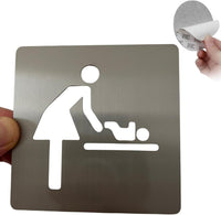 LEIASA | Selbstklebendes WC-Schild für Mutter und Kind - Dicke 0,8 mm - 10x10 cm - Edelstahl Toilettenbeschilderung - WC-Schild - Schild für Mutter und Kind (Mama-Baby-Badeschild)