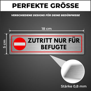 LEIASA | Schild Nur Personal - 5x18 cm - Aluminium - Warnschild Zutrit