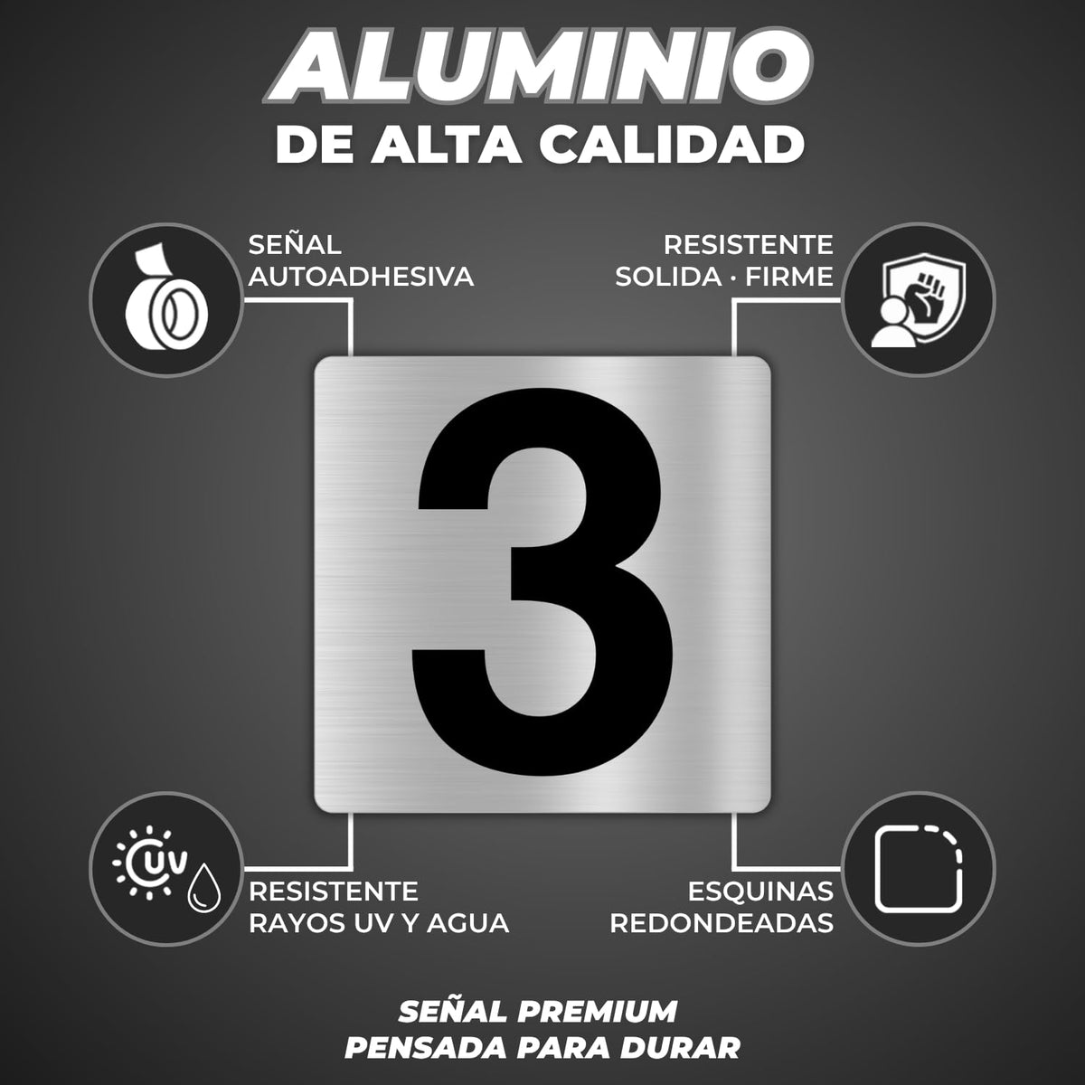 LEIASA | Numéro Maison Adhésif - 10x10 cm - Aluminium - Plaque Apparte