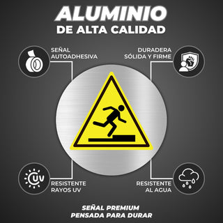 LEIASA | Cartello Attenzione Scalino · Alluminio Ø 10 cm