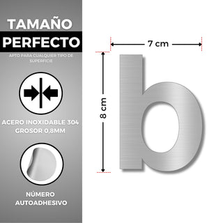 LEIASA | Numéro Adhésif Maison - 100 mm - Acier Inoxydable 304 - Nº B 