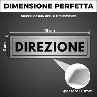LEIASA | Cartello Direzione - 5x18 cm - Spessore 0,8 mm - Alluminio - 