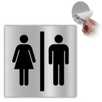 LEIASA | Selbstklebendes Unisex WC Schild - 10x10 cm - 0,8 mm Dicke - Aluminium - Toilettenschild Damen und Herren - Gemeinsames WC Schild (Herren und Damen WC Schild)