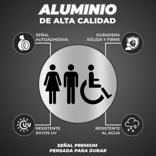 WC-Schild rund Waschraum Aluminium Ø 10 cm | LEIASA