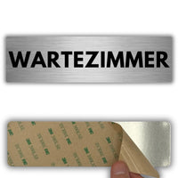 LEIASA | Schild Wartezimmer - 5 x 18 cm - Stärke 0,8 mm - Aluminium - Selbstklebende Platte - Hinweisschild - Türschild (Wartezimmer)