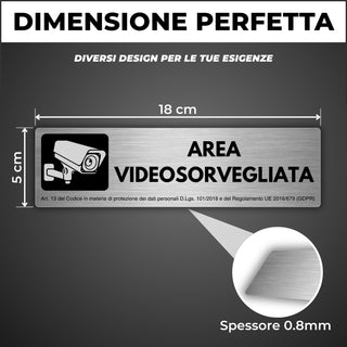 LEIASA | Segnale adesivo Zona Videosorveglianza - 5x18 cm - Spessore 0