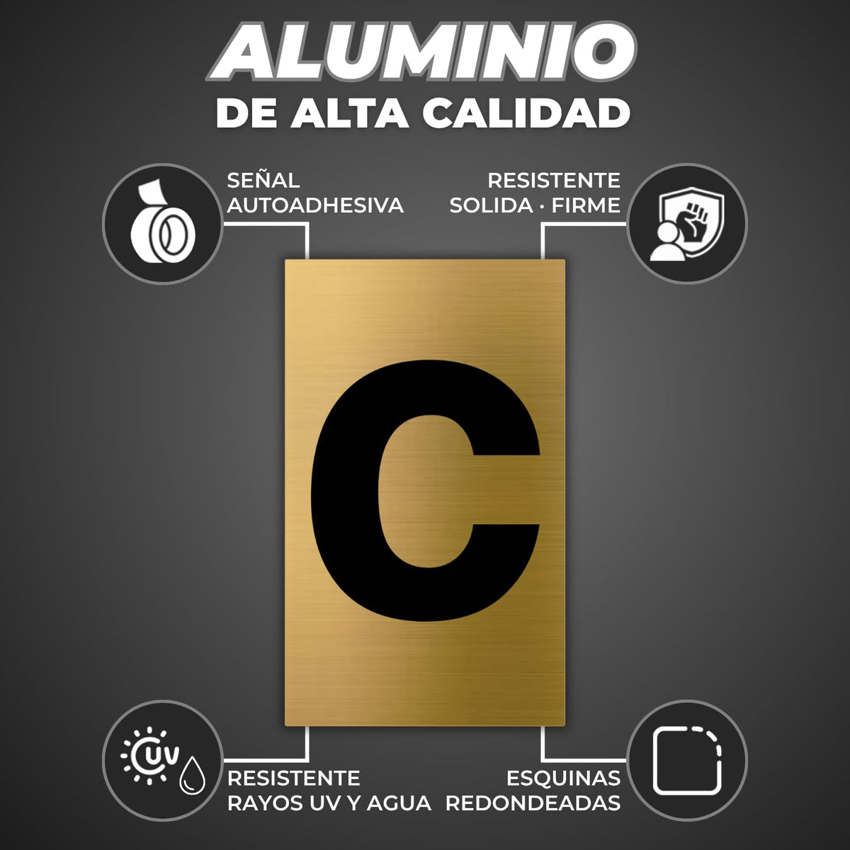 LEIASA | Goldene Hausnummer - 6x10 cm - Aluminium - Ziffernschild Tür 