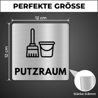 LEIASA | Schild Putzraum - 12x12 cm - Aluminium - Putzmittelraum - Rei