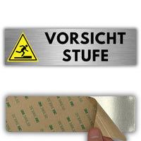 LEIASA | Selbstklebendes Schild Vorsicht Stufe - 5x18 cm - Aluminium - Hinweis Achtung Stufe - Warnschild Treppenstufe - Niveauunterschied - Dicke 0,8 mm - (Vorsicht Stufe)