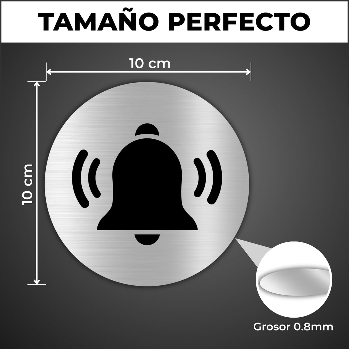 LEIASA | Cartello Campanello Porta - Ø 10 cm - Alluminio - Targa Campa