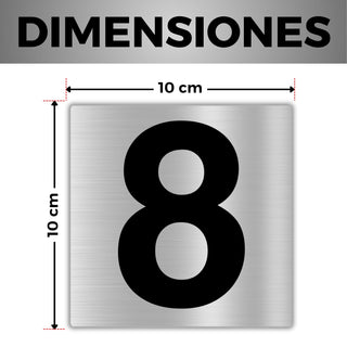 Numero Civico Adesivo - 10x10 cm - Nº 8 - Numero Appartamento Hotel - 