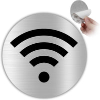 LEIASA | Selbstklebendes WiFi-Schild - Dicke 0,6 mm - Durchmesser Ø 100 mm - Aluminium - Selbstklebendes WiFi-Schild - WiFi-Zonen-Signal - (WiFi-Signal)