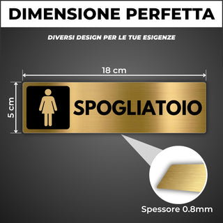 LEIASA | Segnale Spogliatoio Donna - 5x18 cm - Alluminio - Cartello Sp