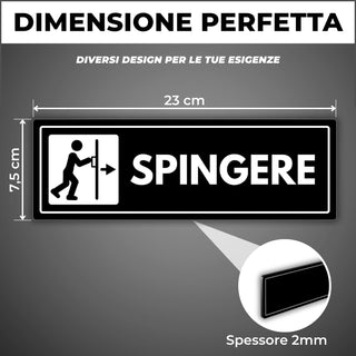 LEIASA | Segnale Spingere la Porta - 7,5 x 23 cm - Spessore 2 mm - Acr