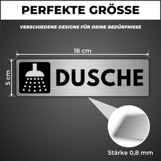 LEIASA | Schild Dusche - 5x18 cm - Aluminium - Türschild Duschraum - H
