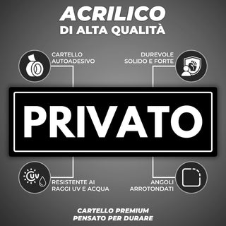 LEIASA | Segnale Privato - 7,5 x 23 cm - Spessore 2 mm - Acrilico - Ta