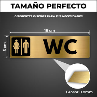 LEIASA | Schild WC Damen Herren - 5x18 cm - Aluminium - Hinweisschild 