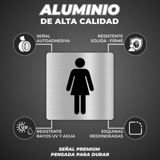 LEIASA | Panneau Toilettes Femmes - 10x10 cm - Aluminium - Plaque WC -