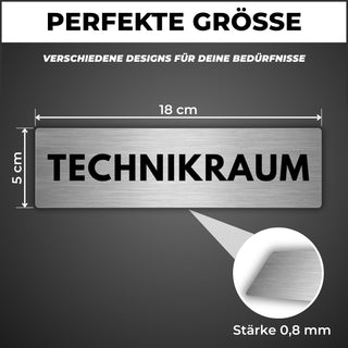 LEIASA | Schild Technikraum - 5x18 cm - Aluminium - Türschild Technik 
