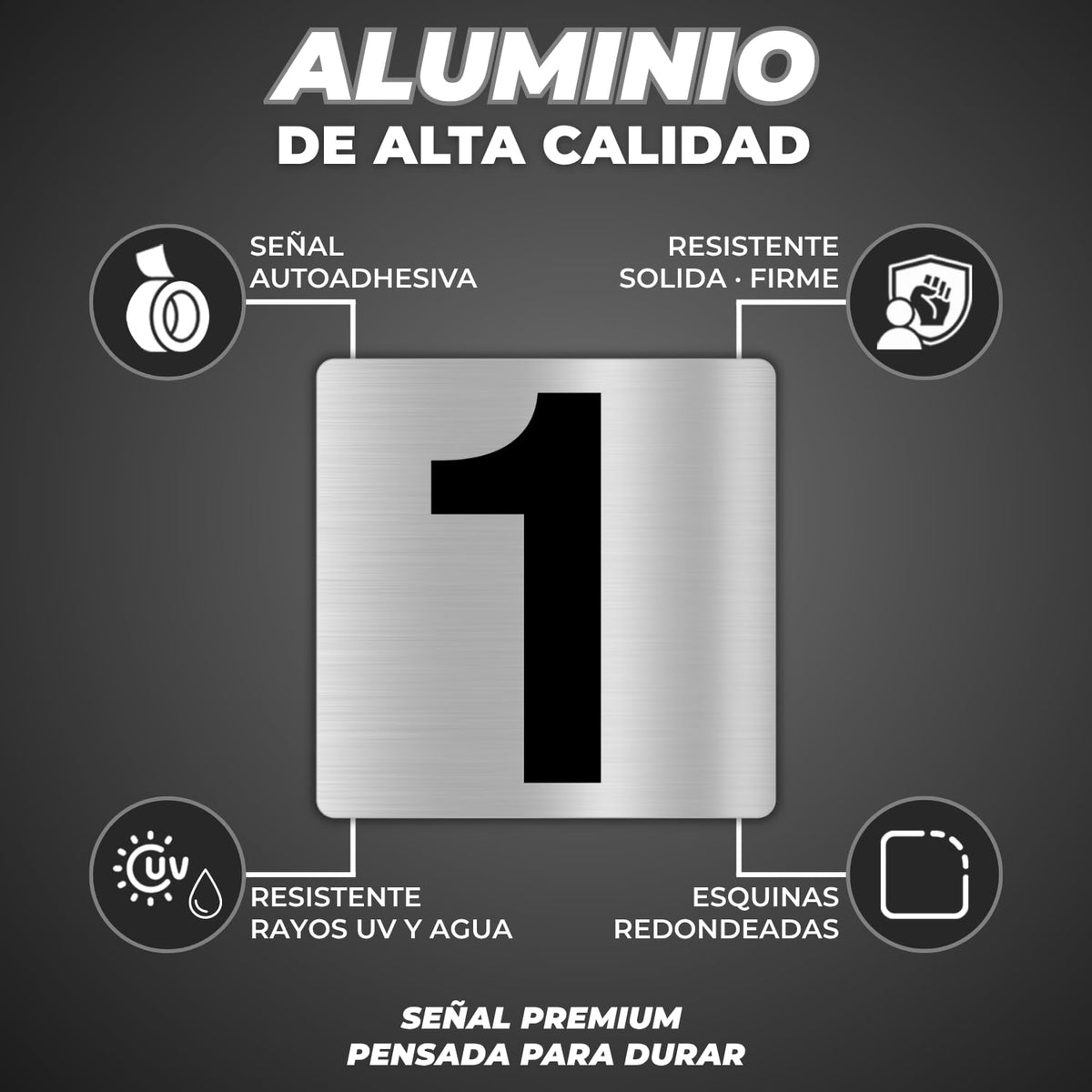 LEIASA | Numéro Maison Adhésif - 10x10 cm - Aluminium - Plaque Apparte