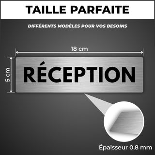 LEIASA | Panneau Réception - 5x18 cm - Aluminium - Pancarte Accueil - 