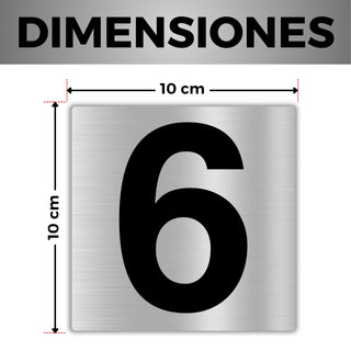 Numero Civico Adesivo - 10x10 cm - Nº 6 - Numero Appartamento Hotel - 