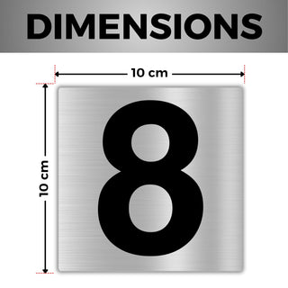 LEIASA | Numéro Autocollant Maison - 10x10 cm - Aluminium - N° 8 - Num