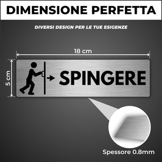 LEIASA | Segnale adesivo Spingere Porta - 5x18 cm - Spessore 0,8 mm - 