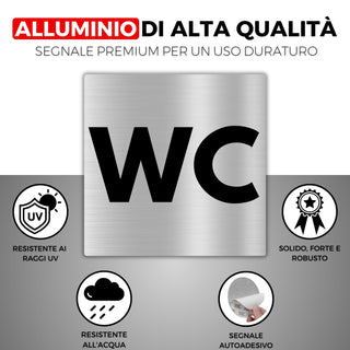 LEIASA | Cartello Adesivo WC - 10x10 cm - Spessore 0,8 mm - Alluminio 