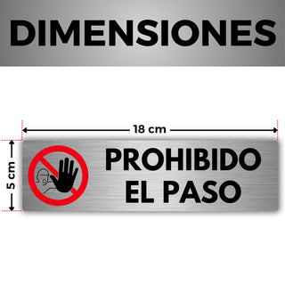 LEIASA | Señal Prohibido el Paso - 5x18 cm - Grosor 0.8 mm - Aluminio - Rótulo de Acceso Restringido - Signo Zona Prohibida - Cartel Prohibido Pasar - Acceso No Permitido