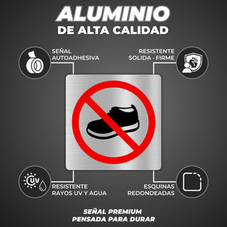 LEIASA | Targa Vietato Entrare con le Scarpe · Alluminio 10x10 cm