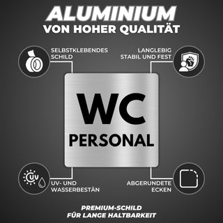 LEIASA | Schild WC Personal - 12x12 cm - Aluminium - Personaltoilette 