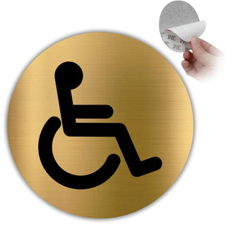 LEIASA | Goldenes Schild Barrierefreies WC - Ø 10 cm - Stärke 0,8 mm -