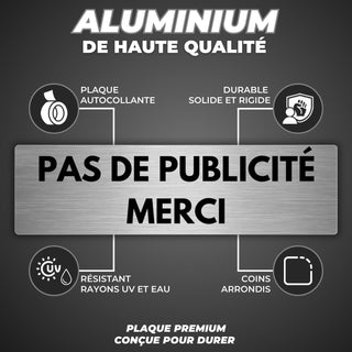 LEIASA | Panneau Adhésif Publicité Non Admise - 5x18 cm - Épaisseur 0,