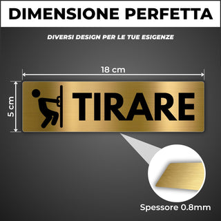 LEIASA | Segnale Tirare Porta - 5x18 cm - Alluminio - Cartello Tirare 