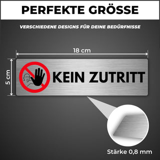 LEIASA | Schild Kein Zutritt - 5x18 cm - Aluminium - Warnschild Verbot