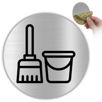 LEIASA | Putzraum Schild Reinigung - 10x10 cm - Aluminium Silber - Reinigungskammer Plakette - Aufkleber Putzmittelraum - Grosor 0.8mm - Profi - (Reinigung Zimmer)