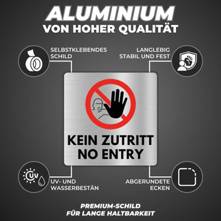 LEIASA | Schild Kein Zutritt - 12x12 cm - Aluminium - Verboten - Eintr
