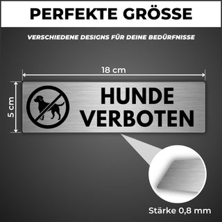 LEIASA | Selbstklebendes Schild Hunde verboten - 5x18 cm - Aluminium -