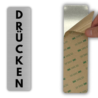 LEIASA | Türschild Drücken - 5 x 18 cm - Aluminium - Hinweis Schild Tü