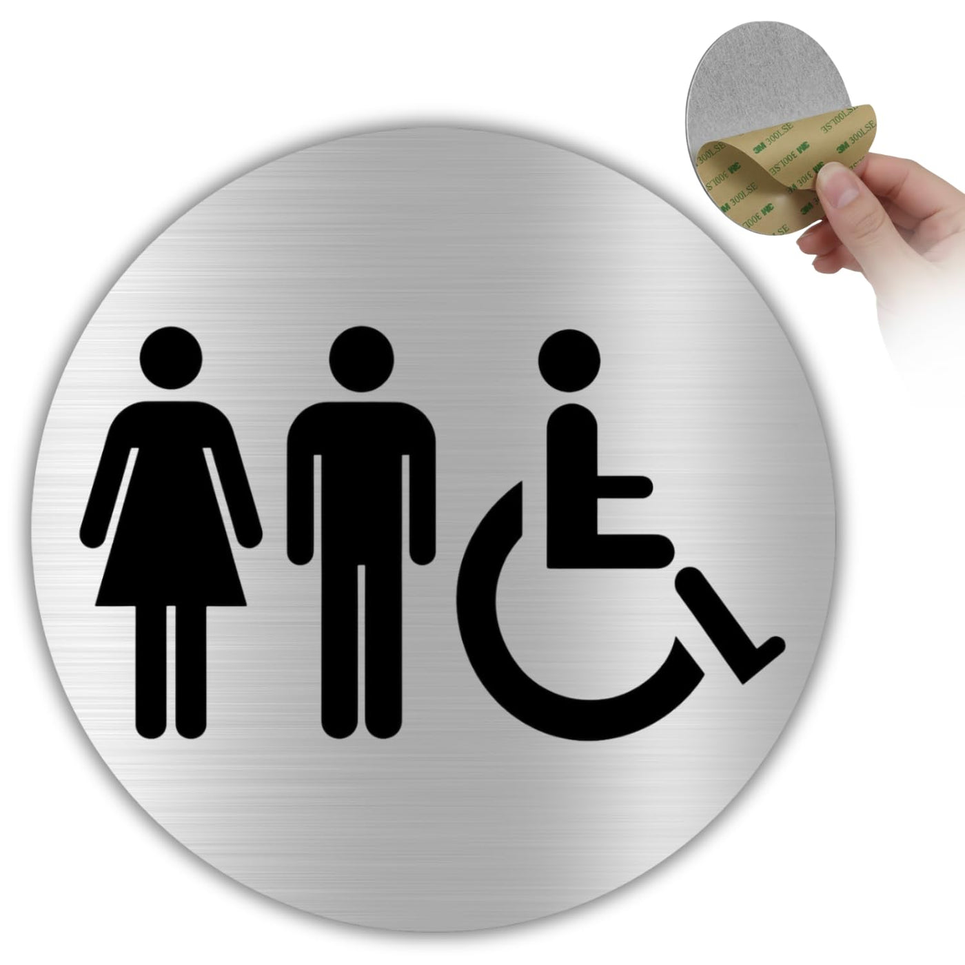 LEIASA | Cartello Bagno Disabili Unisex · Alluminio Ø 10 cm