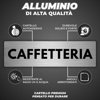 LEIASA | Segnale Caffetteria - 5x18 cm - Alluminio - Cartello Sala Pau