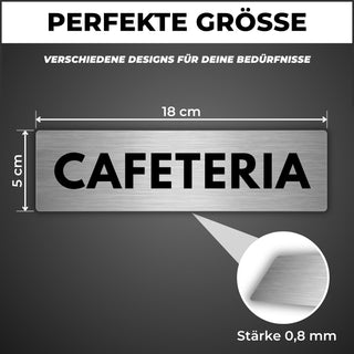 LEIASA | Selbstklebendes Schild Cafeteria - 5x18 cm - Aluminium - Hinw